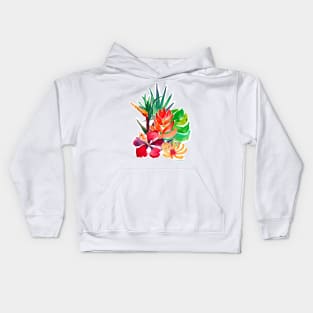 Tropical Garden Vibrant Watercolor Kids Hoodie